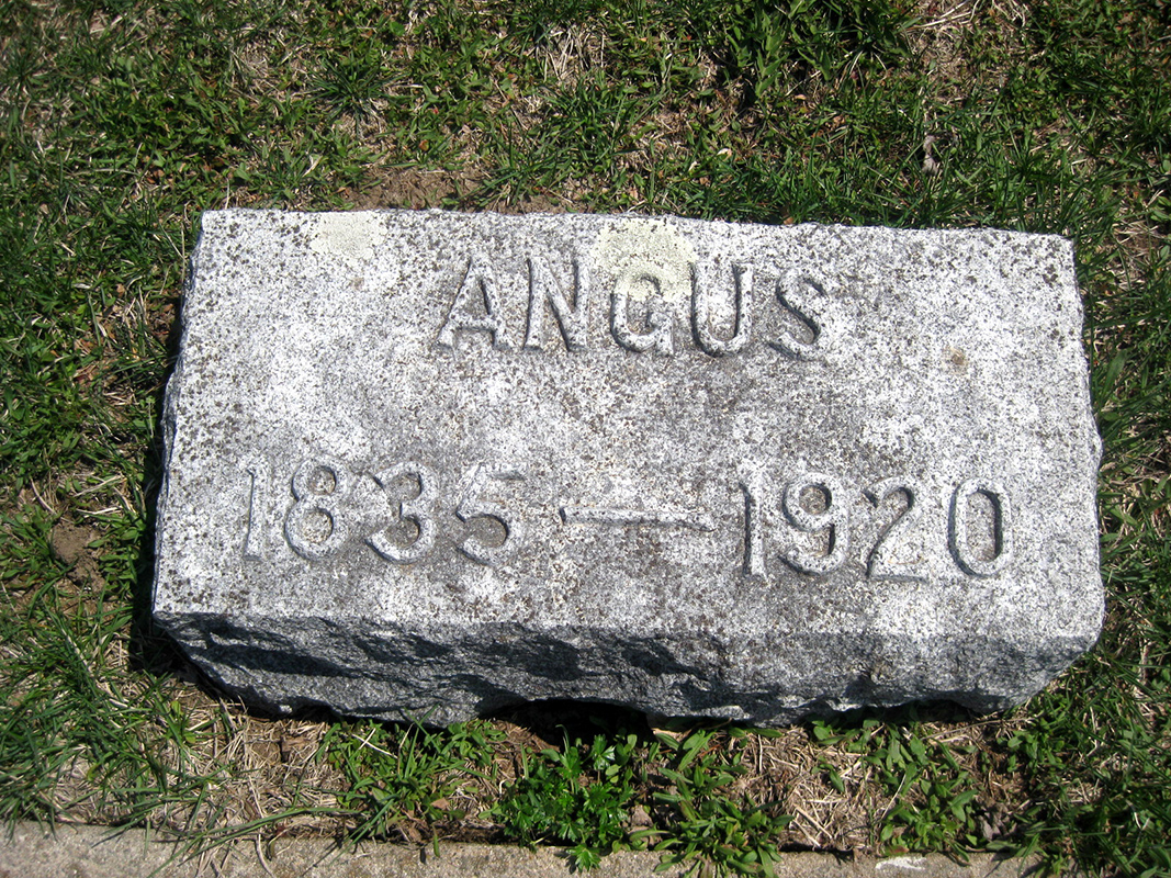 Photo of headstones/Angus McLennan 1835-1920 hdstn Marengo IOOF cem Iowa